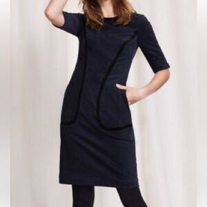 💙 Boden Thelma Corduroy Velvet Dress – Size 8L (UK 12L) – Navy Blue 🌟